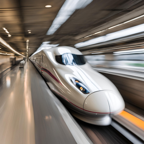 image of train appearing to be moving quickly with blurred background